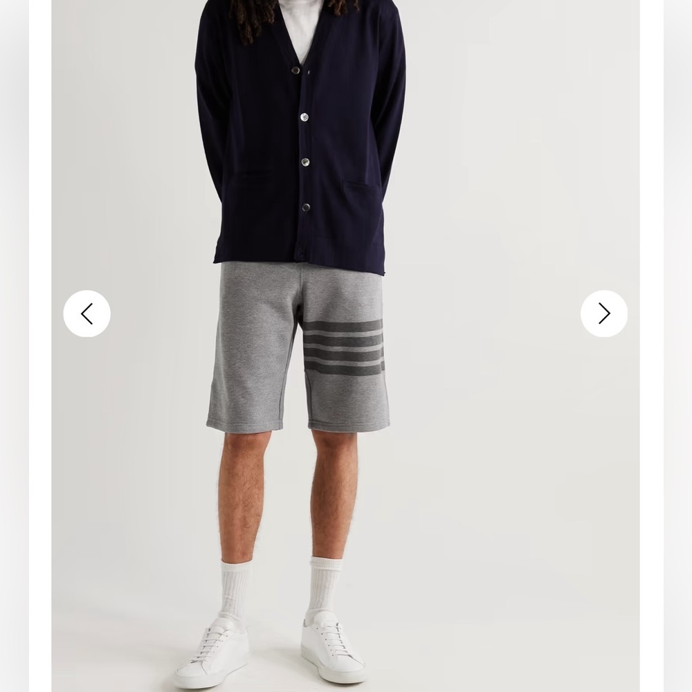 THOM BROWNE MEDIUM GREY COTTON LOOPBACK TONAL 4-BAR SWEAT SHORTS